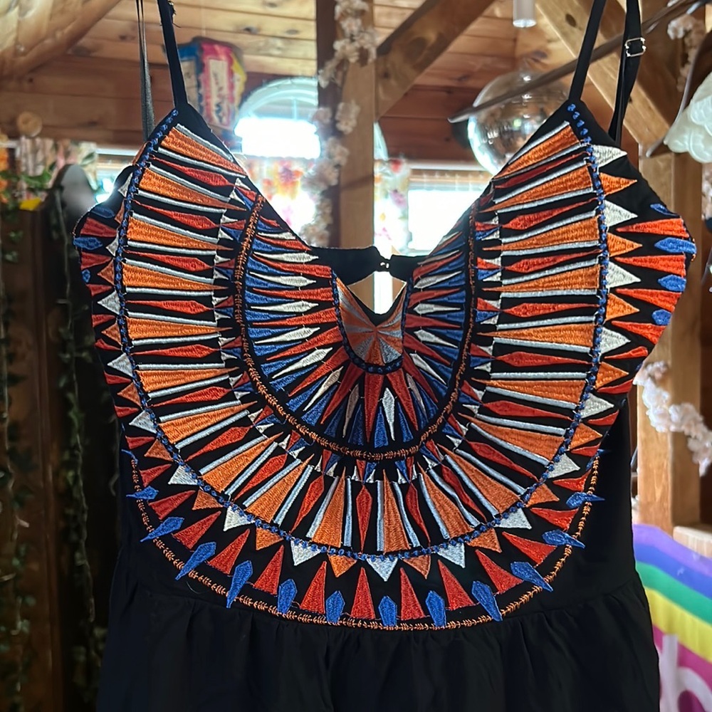 Lulus Colorful Geometric Black Dress